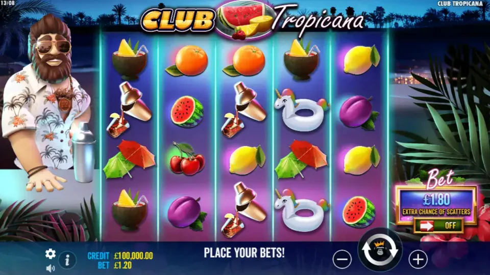 Club Tropicana slot gameplay